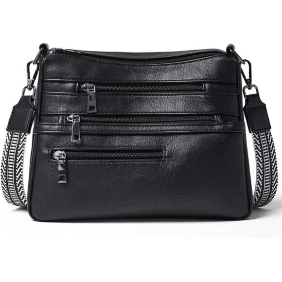 Forelites Woven Vegan Leather Crossbody Purse - Navy Blue, Adjustable Strap, Small Shoulder Bag